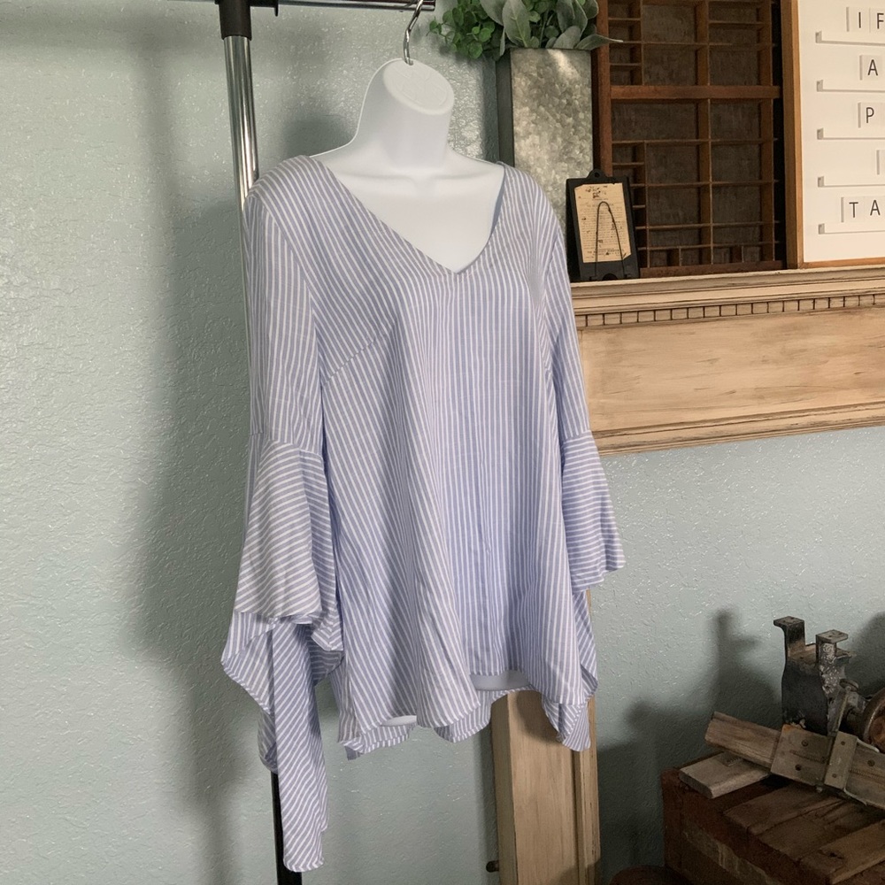 Blue and White Striped top size L